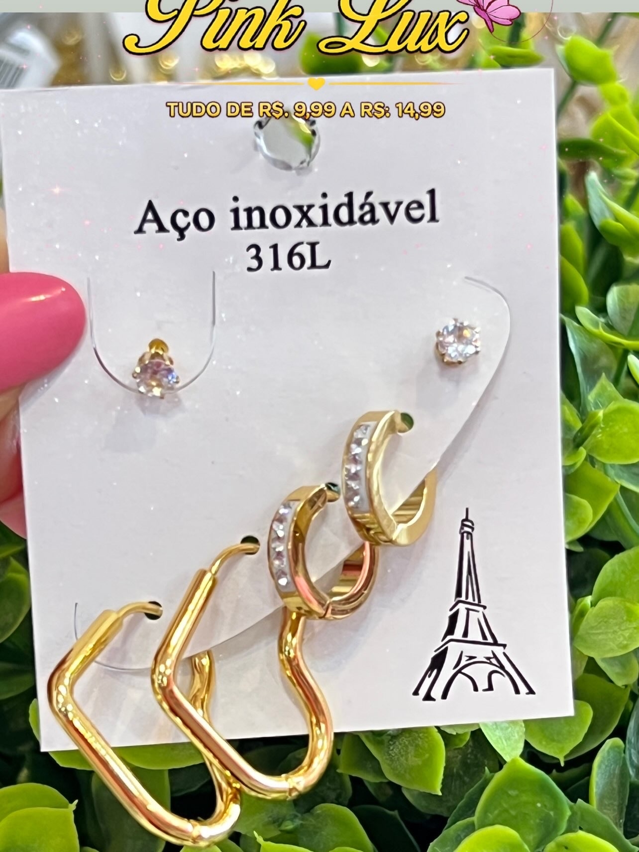 ARGOLA TRIO E BRINCO AÇO INOXIDAVEL